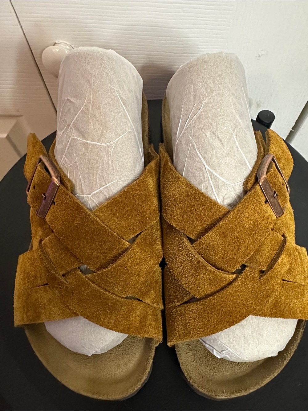 BIRKENSTOCK Lugano suede strappy soft foobed sandals